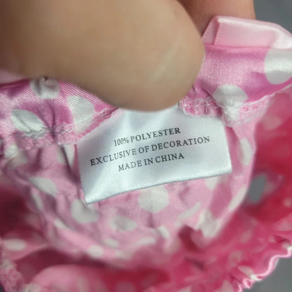 Pink Polka Dot Ruffle Bloomers Baby Toddler Diaper Cover Satin Bow Size L